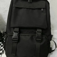 Preppy Students Backpack Large Capacity Button Bag