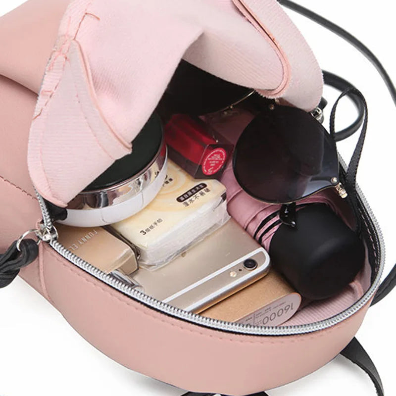 Women Patchwork Tassel Backpack Girls Sweet Travel Bag