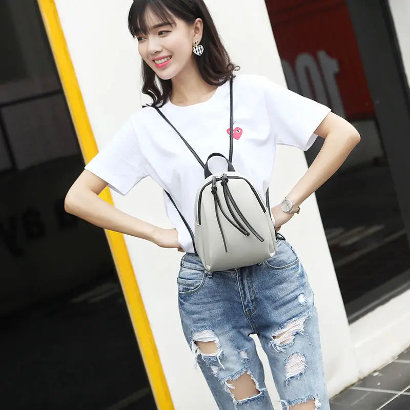 Women Patchwork Tassel Backpack Girls Sweet Travel Bag