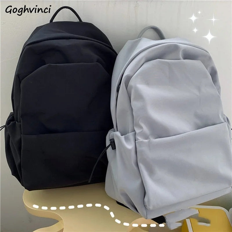 Women's Casual Travel School Backpack Large Capacity Nylon Solid Color