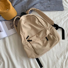 Women Solid Large Capacity Backpack Waterproof Bag Japanese Style