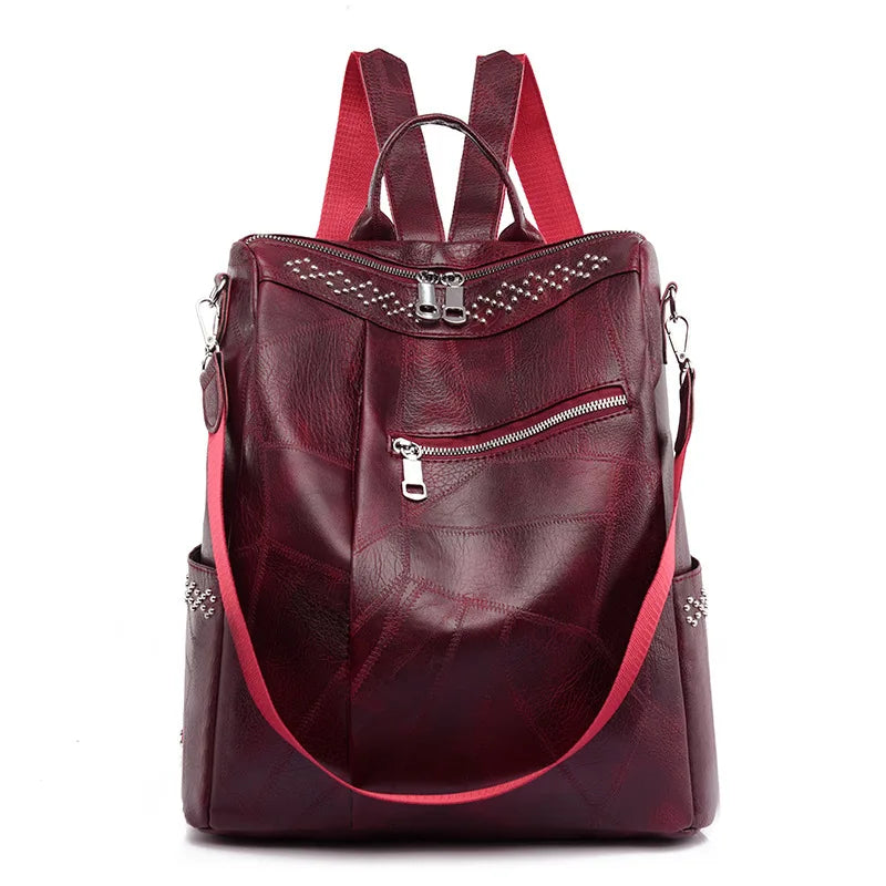 Women Girls School Leather Backpack Stylish Waterproof Fishing Bag