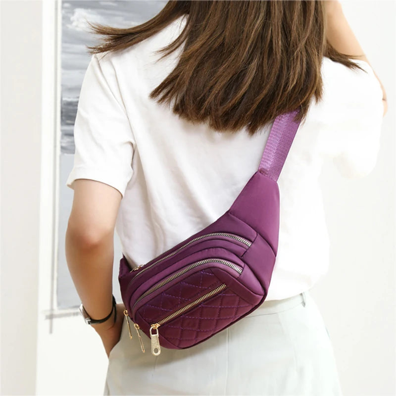 Waterproof Fanny Belt Bag Crossbody Waist Plaid Purse