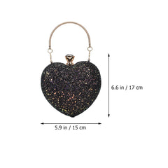 Heart Shaped Evening Clutch Purse Chain Party Handbag