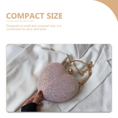 Heart Shaped Evening Clutch Purse Chain Party Handbag