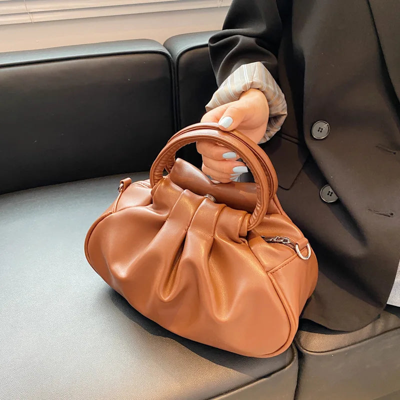 Pleated Small Bags Messenger Bags Female Tote Bag
