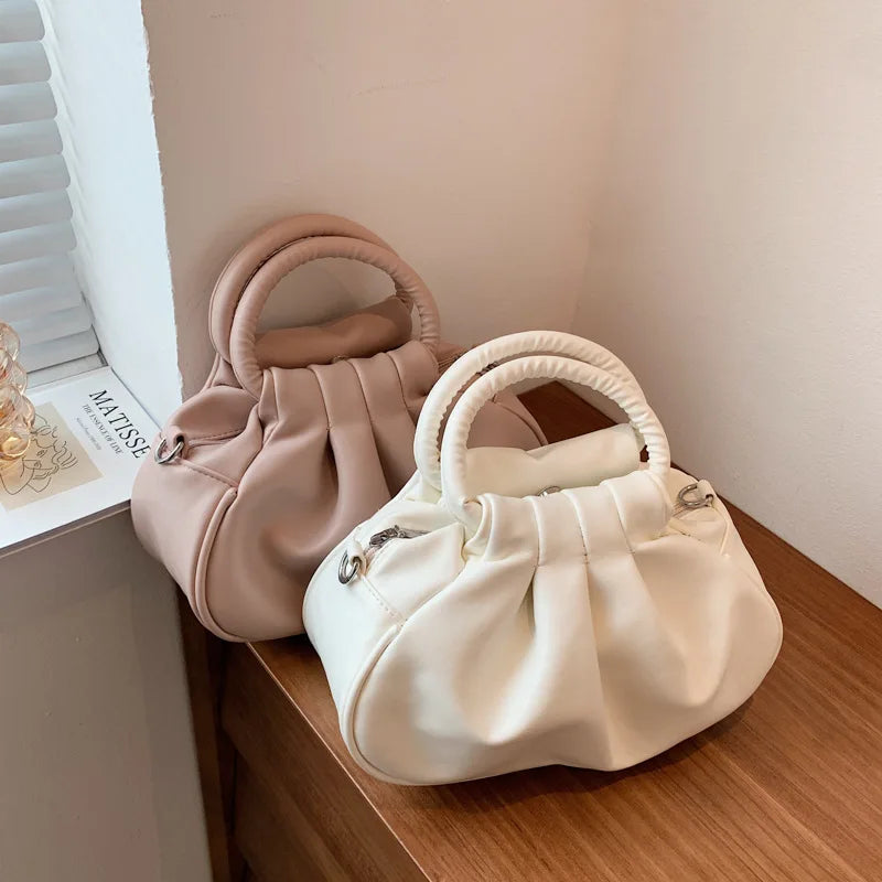 Pleated Small Bags Messenger Bags Female Tote Bag