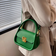 Green Pu Leather Crossbody Bag Women Flap Messenger Handbag