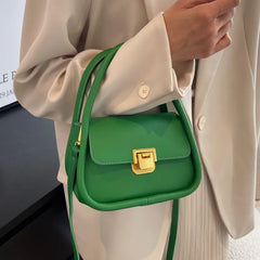 Green Pu Leather Crossbody Bag Women Flap Messenger Handbag