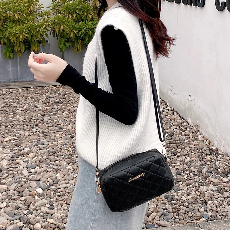 Embroidered Rhombus Messenger Bag Women