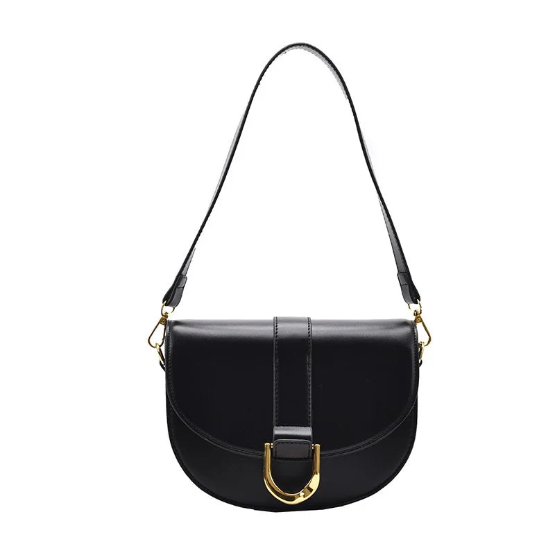 Women's Half Round Saddle Bag PU Leather Small Round Bag