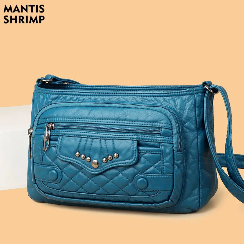 Women Vintage Tote Handbag Soft PU Leather Messenger Shoulder Bag