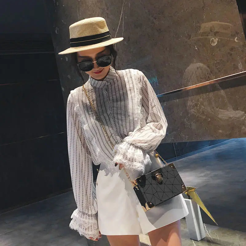 Chain Geometric Pattern Small Square Bag Messenger Shoulder Bag
