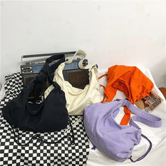 Large-Capacity Folding Canvas Shoulder Bag for Women
