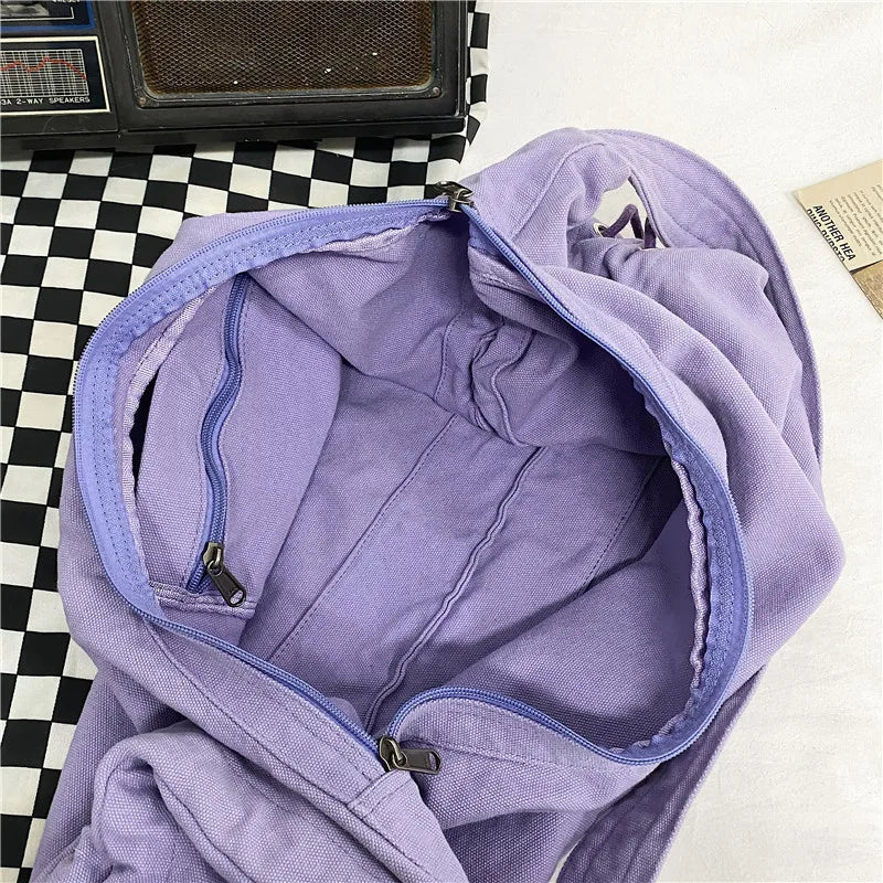 Large-Capacity Folding Canvas Shoulder Bag for Women