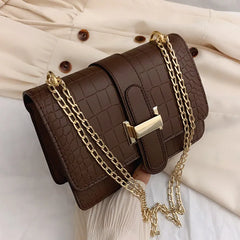 Stone Grain Crossbody Bag Embossed Solid Small Square Shoulder Bag