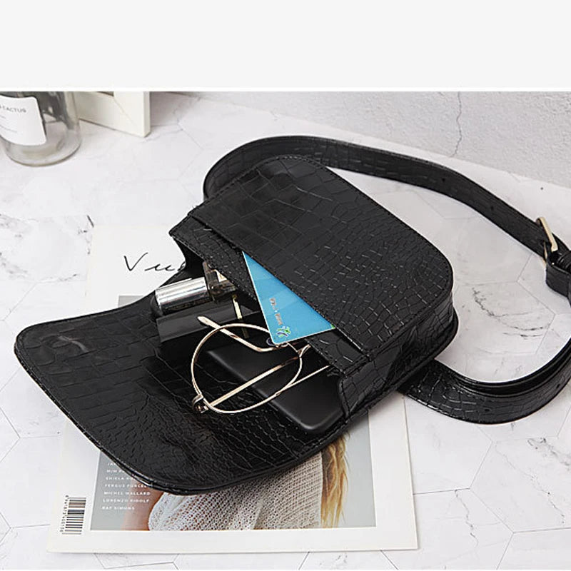 Animal Print Women Purse Crocodile Pattern Waist Belt Female Purse T30