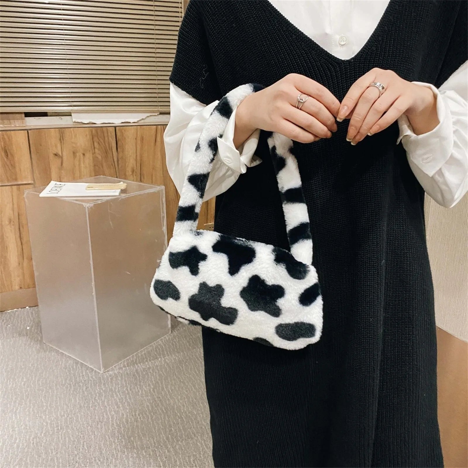 Furry Shoulder Bag Portable Underarm Messenger Handbag