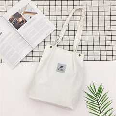 Corduroy Shoulder Bag Handbag Tote Eco-Friendly