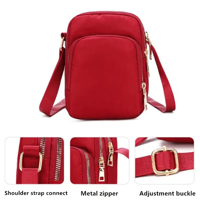Women's Crossbody Shoulder Bag Zipper Handbag Wrist Purse Mobile Female Pouch