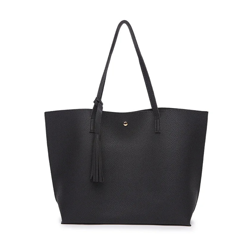 Tassel Handbag Pu Large Capacity Pink Shoulder Bag