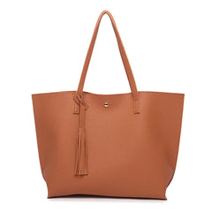 Tassel Handbag Pu Large Capacity Pink Shoulder Bag