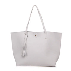 Tassel Handbag Pu Large Capacity Pink Shoulder Bag