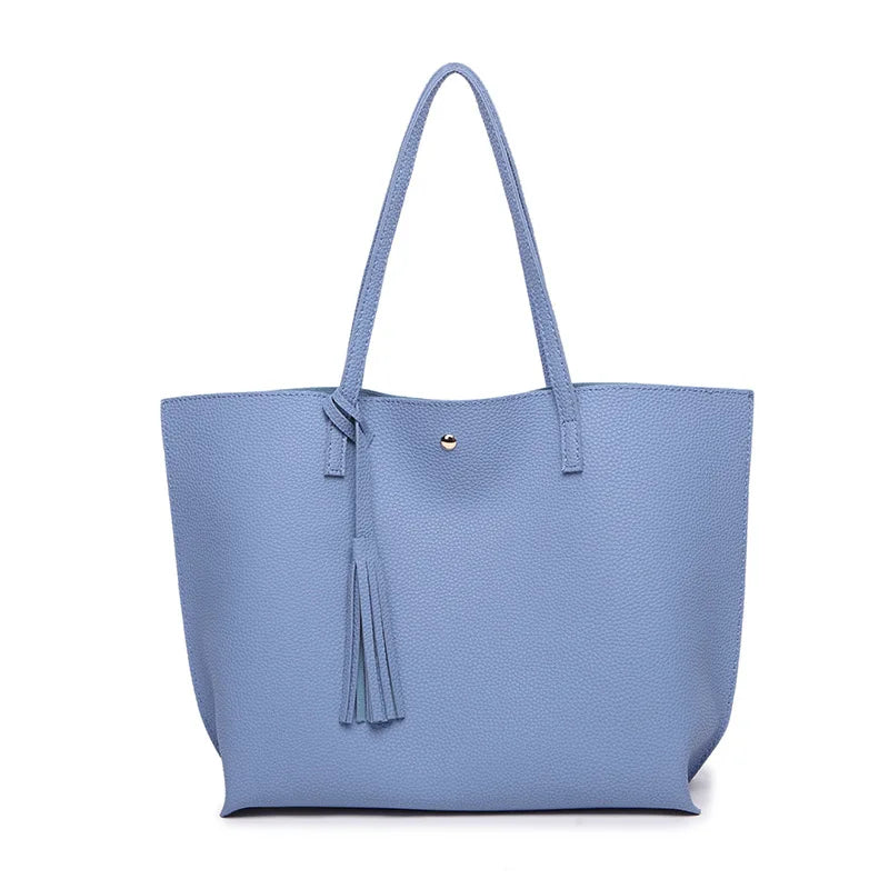 Tassel Handbag Pu Large Capacity Pink Shoulder Bag