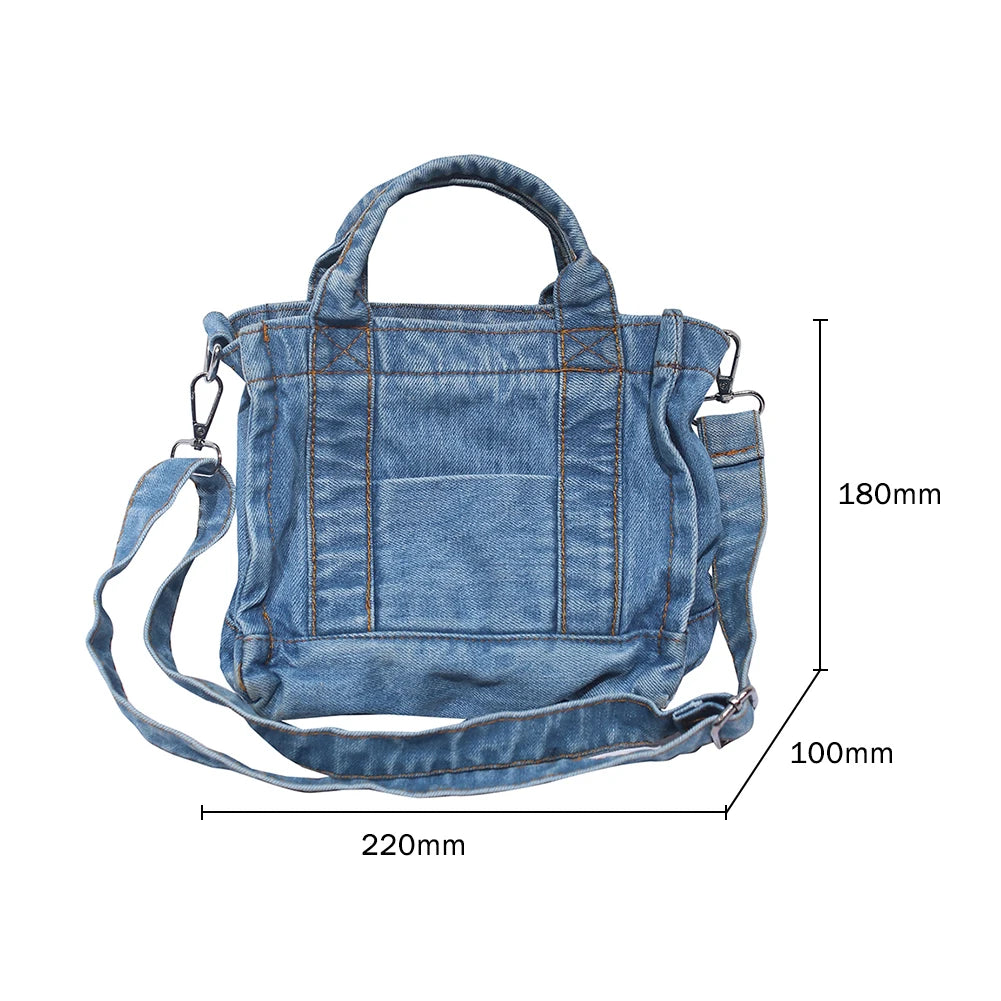 Denim Handbags Shoulder Messenger Bag Shopping Bags Y2K Tote For Girls Students