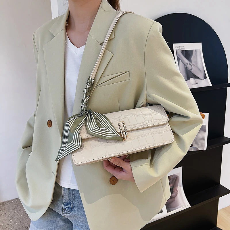Stone Pattern Shoulder Underarm Bag Texture PU Handbags