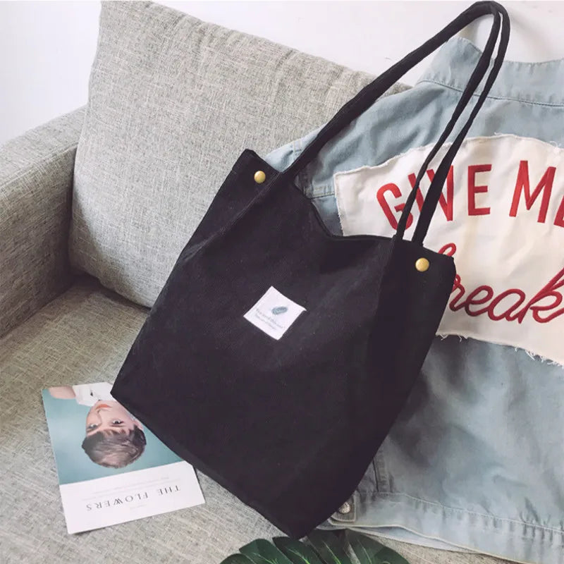 Corduroy Shoulder Bag Reusable