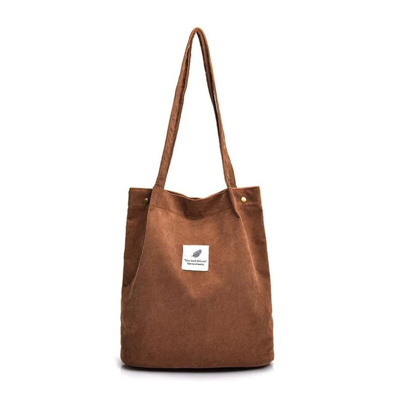 Corduroy Shoulder Bag Reusable