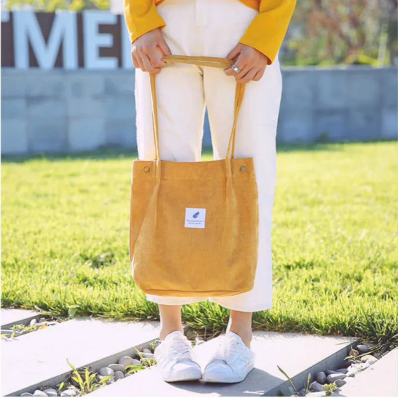 Corduroy Shoulder Bag Reusable