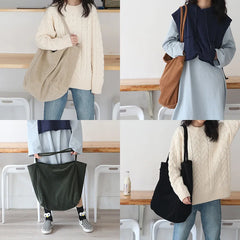 Large Capacity Corduroy Shoulder Bag Tote Handbag