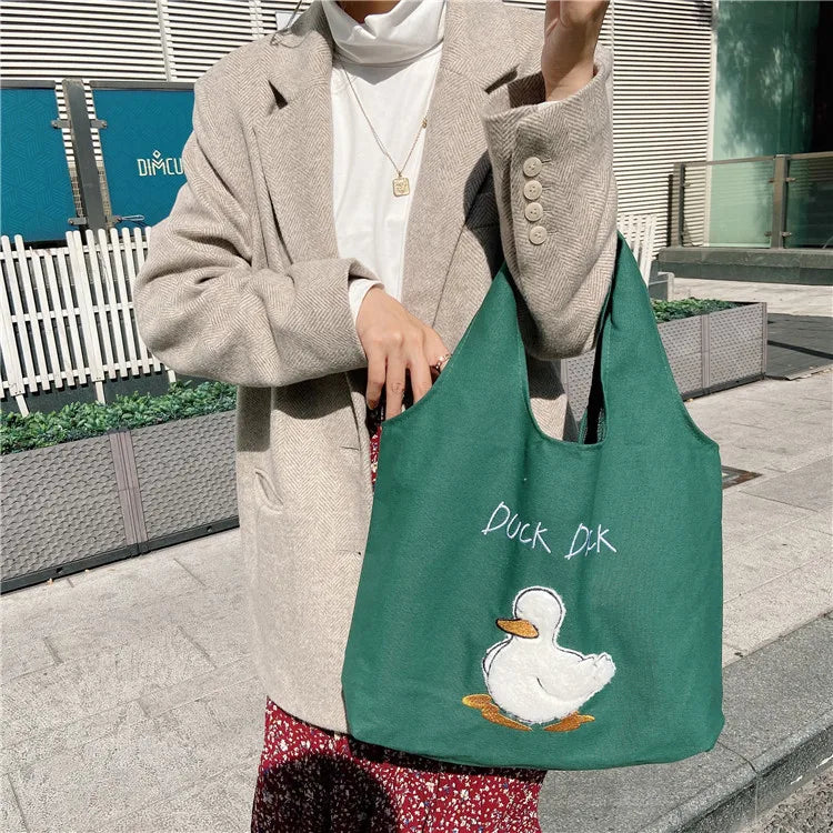 Japanese Cartoon Shoulder Bag Reusable Canvas Tote Handbag