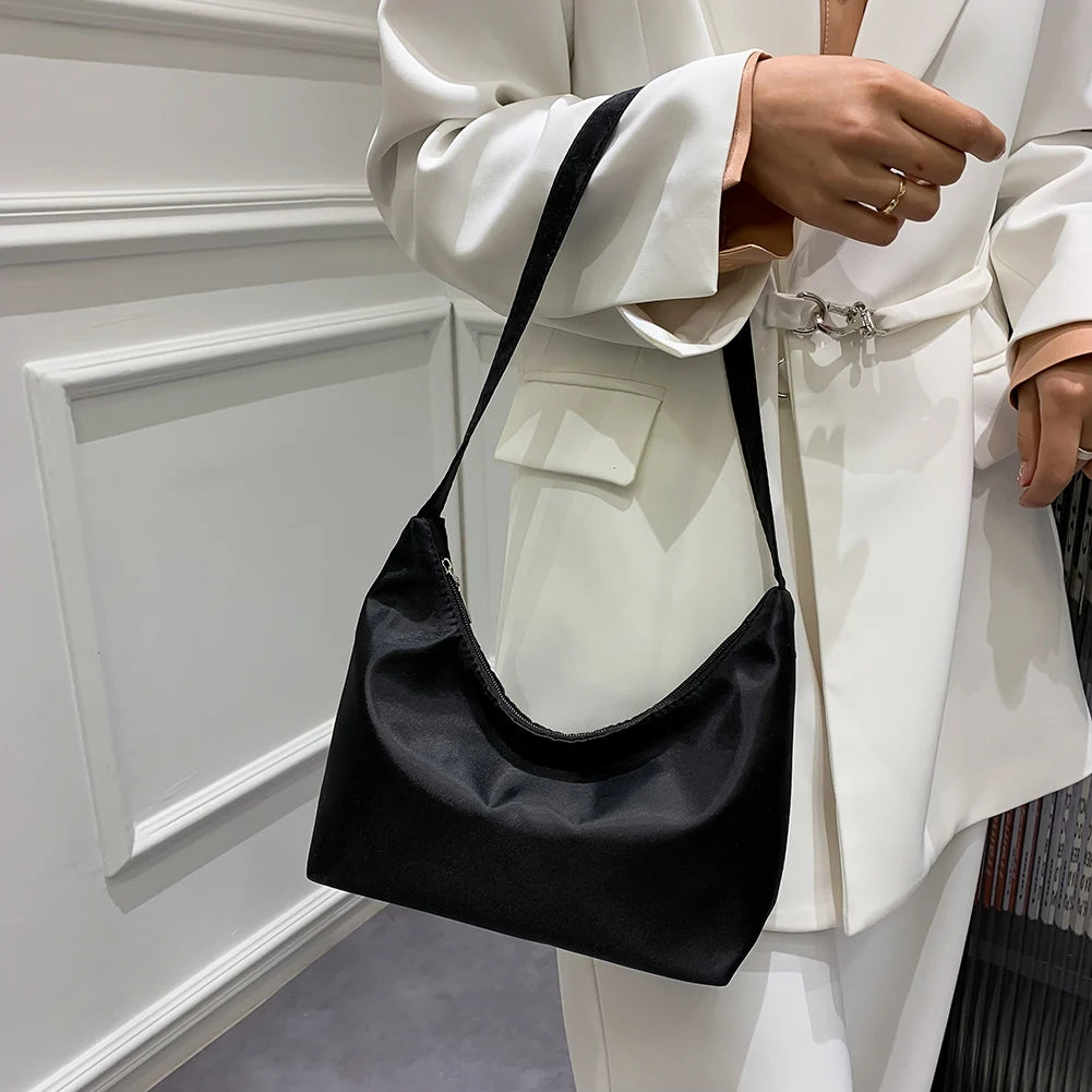 Women's Casual Nylon Shoulder Bag Zipper Tote Handbag