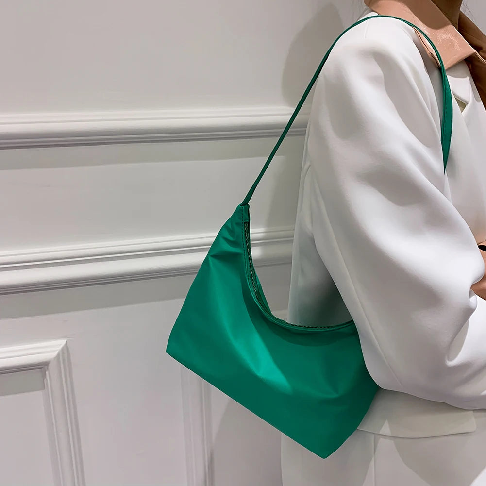 Women's Casual Nylon Shoulder Bag Zipper Tote Handbag
