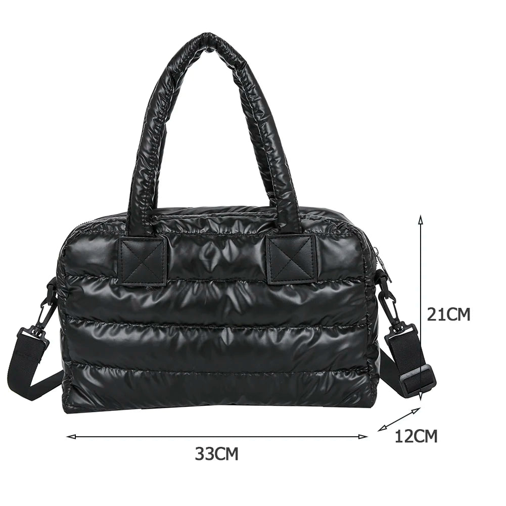 Quilted Cotton Padded Messenger Bag Large Capacity Zipper Shoulder Bag