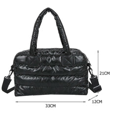 Quilted Cotton Padded Messenger Bag Large Capacity Zipper Shoulder Bag