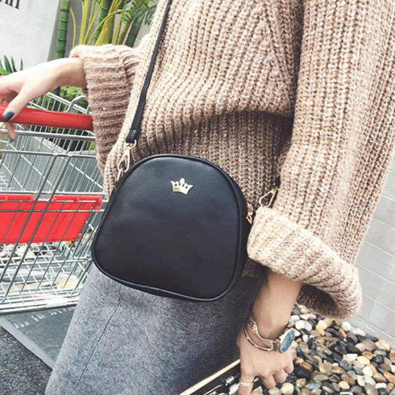 Women Shoulder Bag Handbag Phone Purses Imperial Crown PU Leather Small Crossbod