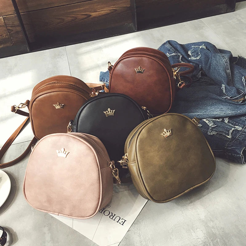 Women Shoulder Bag Handbag Phone Purses Imperial Crown PU Leather Small Crossbod