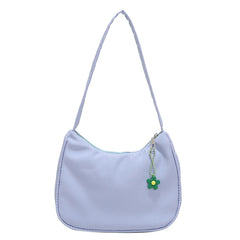 Nylon Underarm Bags Female Casual Shoulder Handbags with Flower Pendant