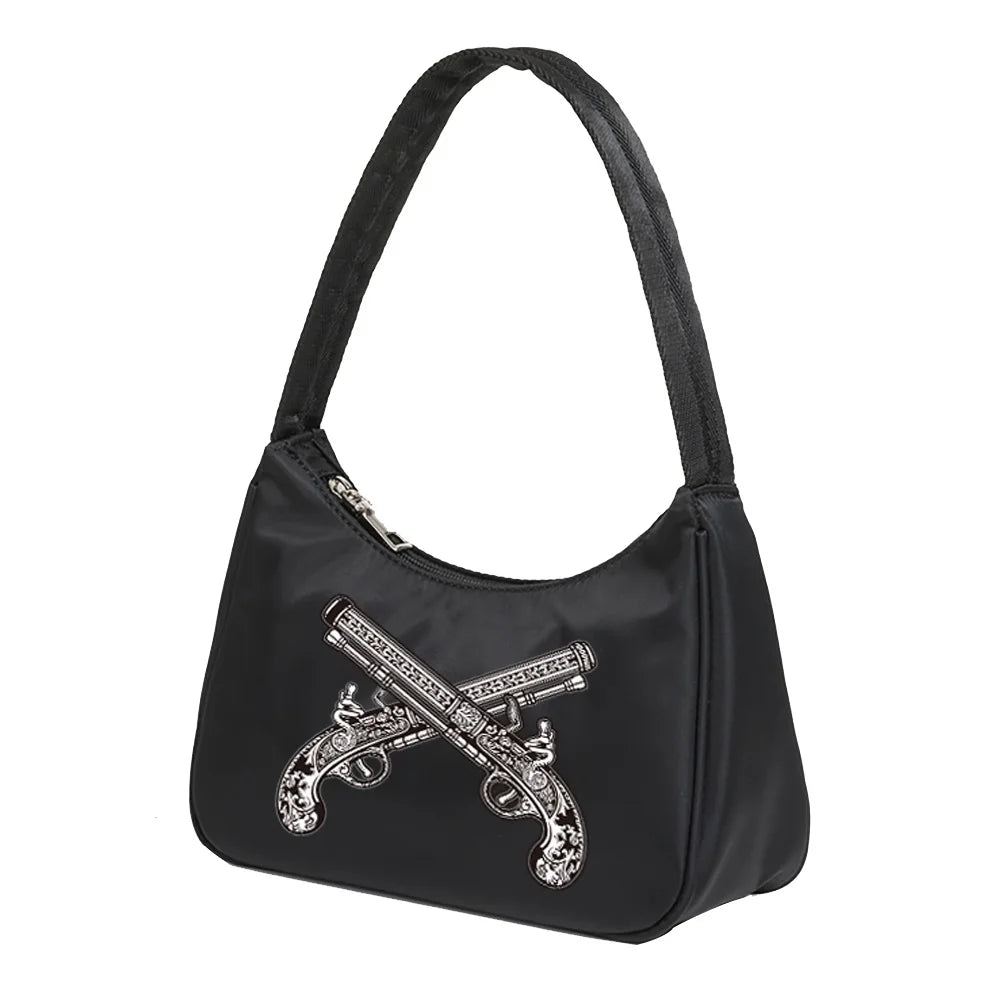 Skull Printing Shoulder Bag Women Reusable Shopping Handbag