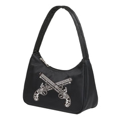 Skull Printing Shoulder Bag Women Reusable Shopping Handbag