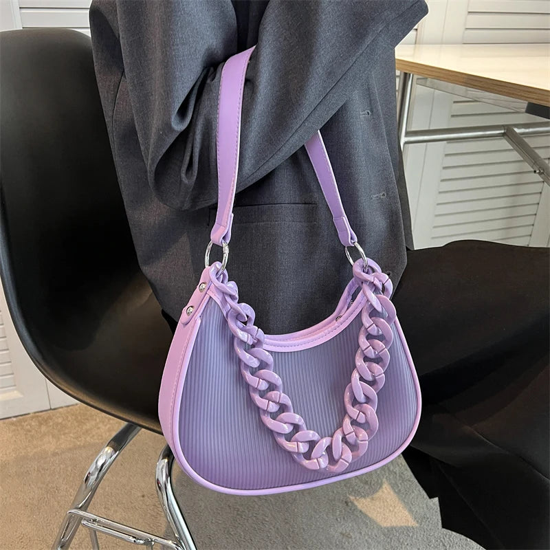 Frosted Transparent Hobos Shoulder Crossbody Bag Women Handbag Purse