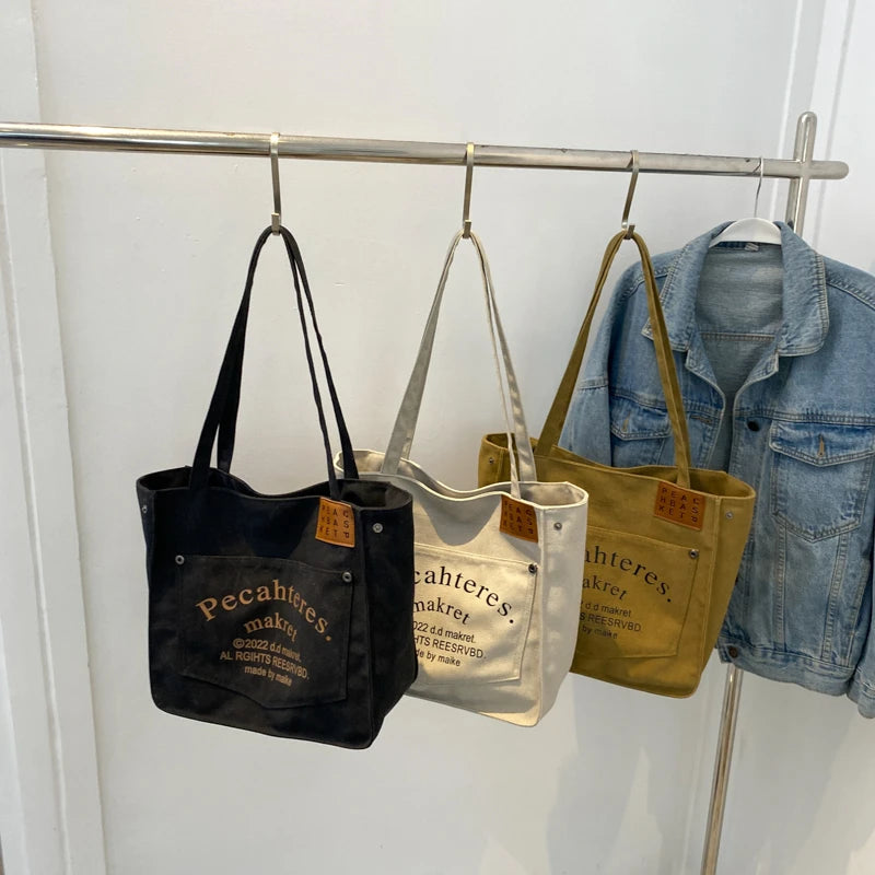 Canvas Casual Tote Handbag Purse for Women Large Capacity Shopping Bag