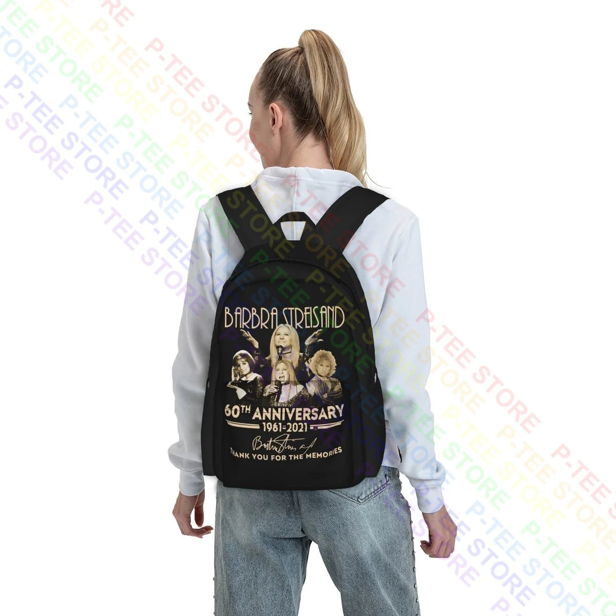 Barbra Streisand 60th Anniversary Swim Art Print Large Backpack