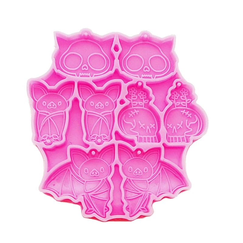 Bat Skull Silicone Mold Keychain Pendant Casting Mold for DIY Halloween