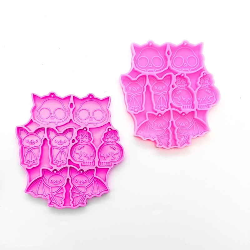 Bat Skull Silicone Mold Keychain Pendant Casting Mold for DIY Halloween