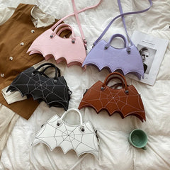 Bat Wing Shoulder Bag for Women Crossbody Top Handle Bag Halloween Purse Totes